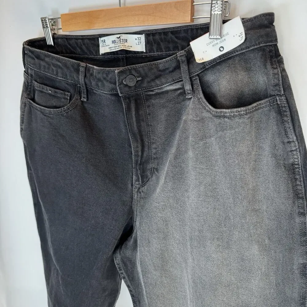Hollister Women’s 15R High Rise Black Two-Toned Jeans Vintage Stretch 32x27 NWT - Picture 1 of 10